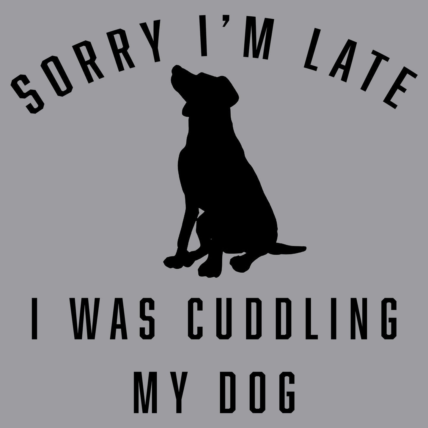 Sorry I'm Late Dog Cuddling Labrador Silhouette - Women's V-Neck T-Shirt