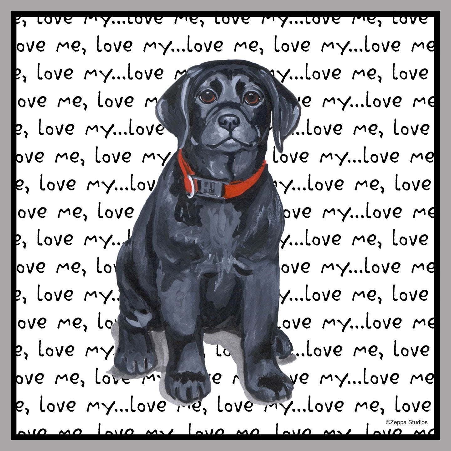 Black Lab Puppy Love Text - Women's Fitted T-Shirt