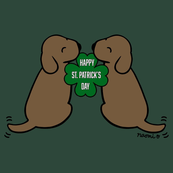 Happy St. Patrick's Day Chocolate Lab Puppies - Adult Unisex T-Shirt