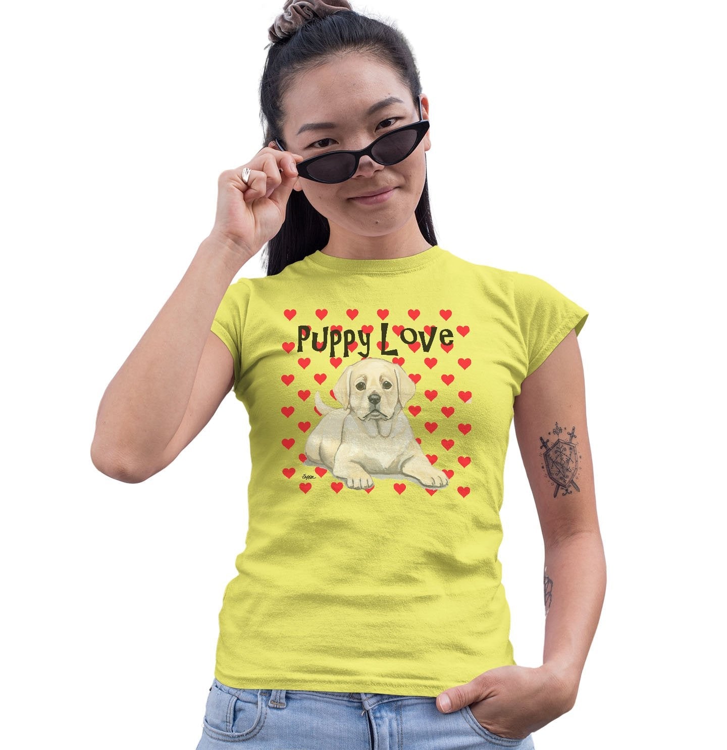 Yellow Lab Puppy Love - Women's Fitted T-Shirt
