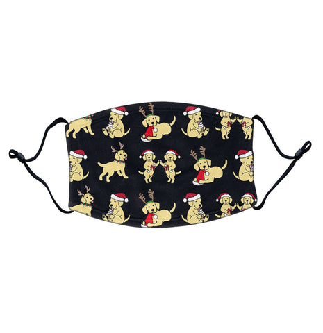 Christmas Yellow Labrador Puppy Pattern | Adjustable, Breathable Face Mask
