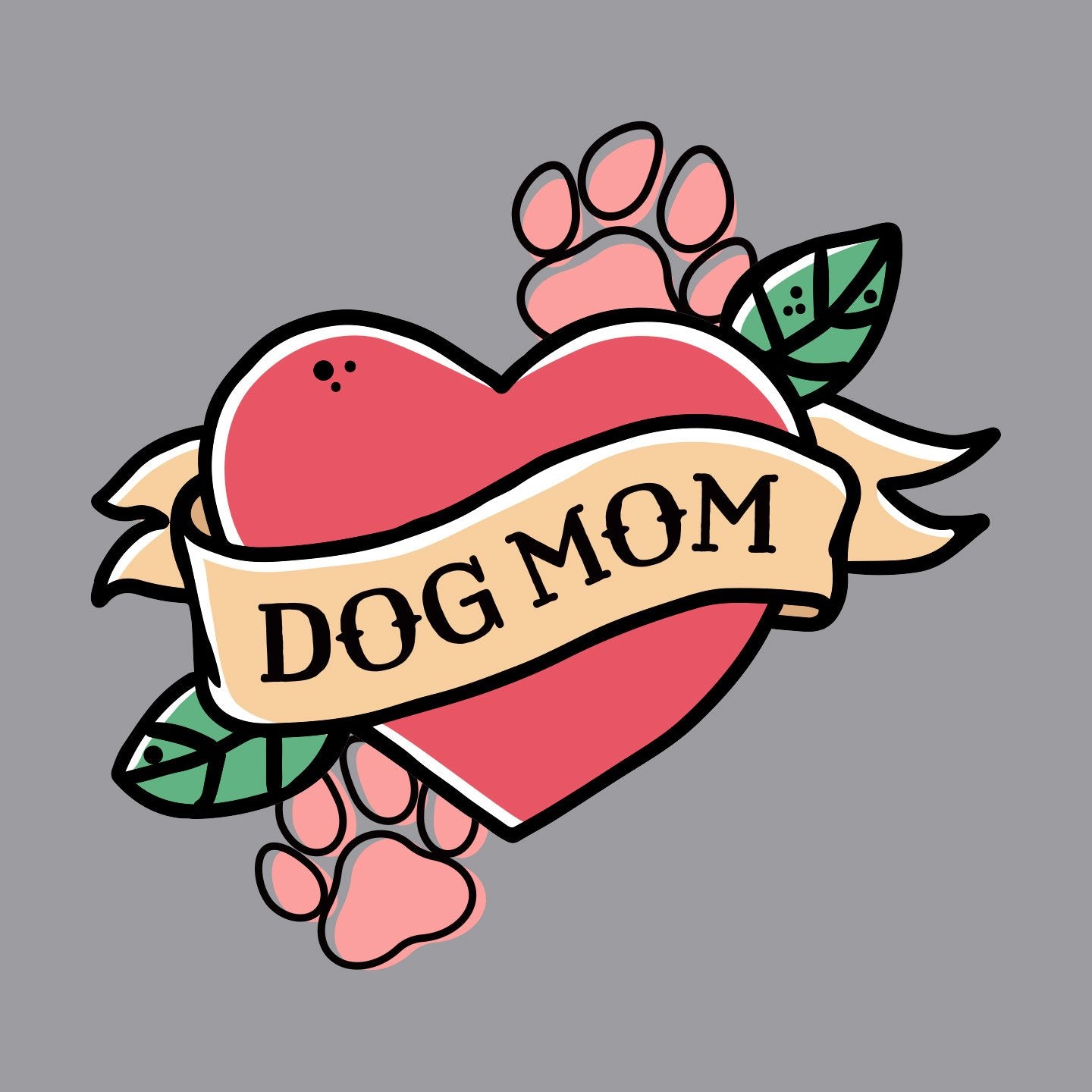 Dog Mom Heart - Pocket - Adult Unisex T-Shirt