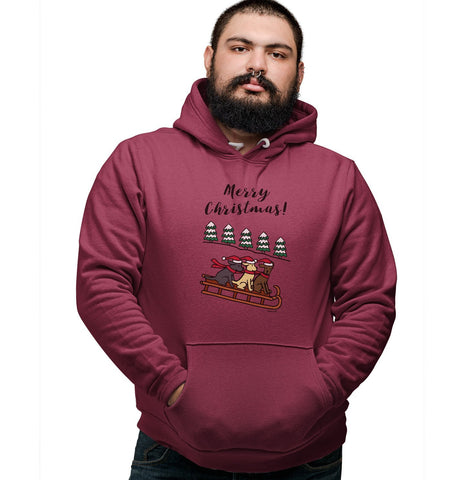 Labradors.com - Three Labs on a Sleigh - Adult Unisex Hoodie Sweatshirt