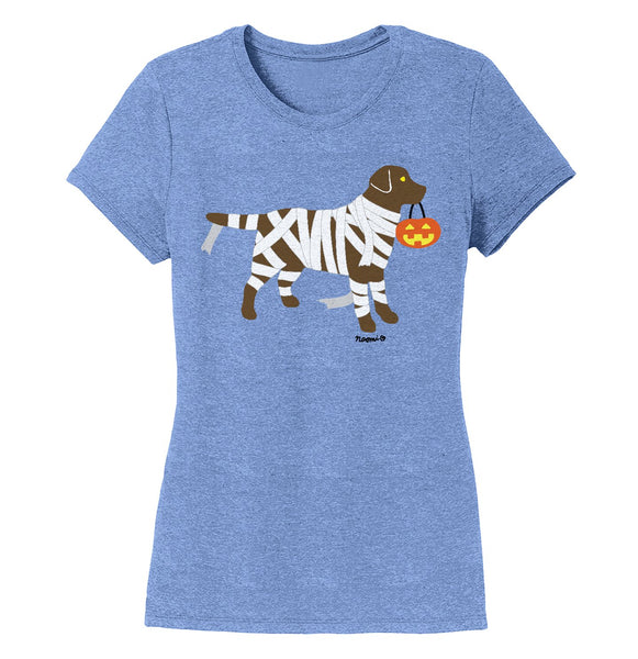 Chocolate Lab Mummy Trick or Treater - Women's Tri-Blend T-Shirt