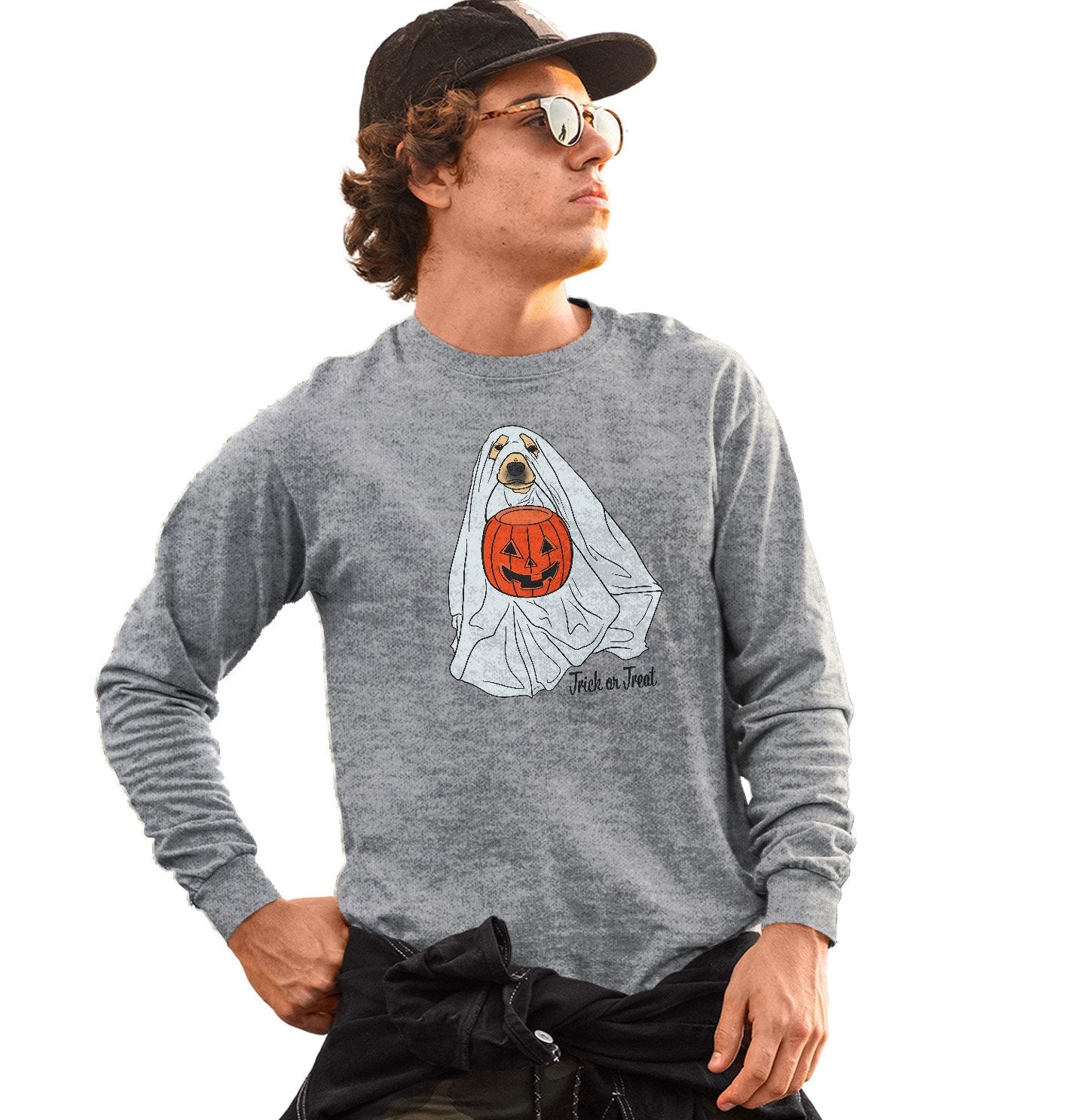 Labradors.com - Trick or Treat Ghost Dog - Adult Unisex Long Sleeve T-Shirt