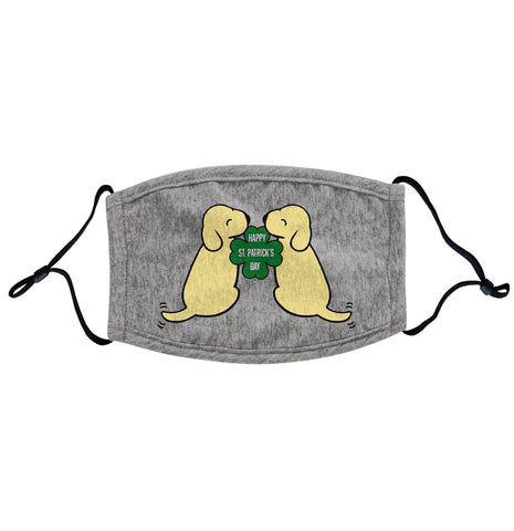 Animal Pride - Happy St. Patricks Day Yellow Lab Puppies - Adult Adjustable Face Mask