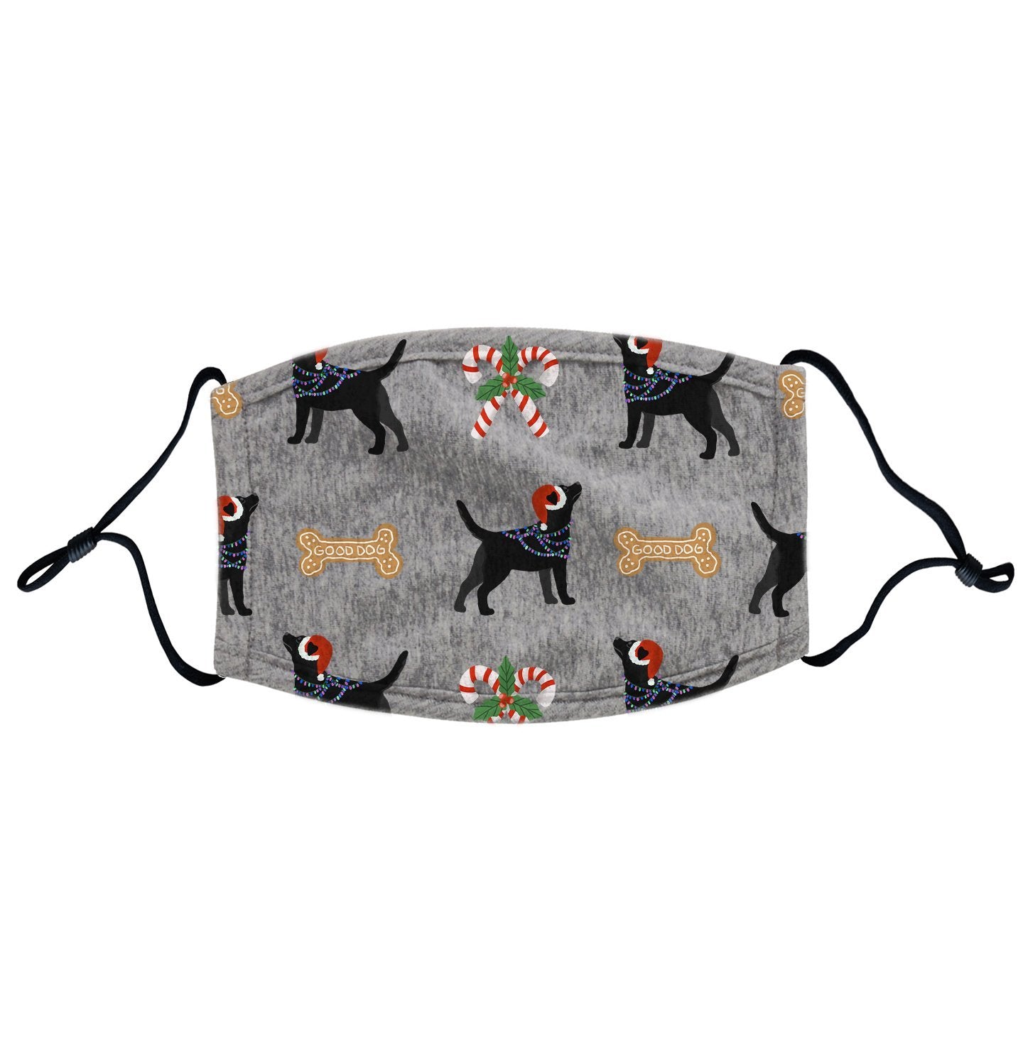 Black Lab Christmas Holiday Pattern Face Mask