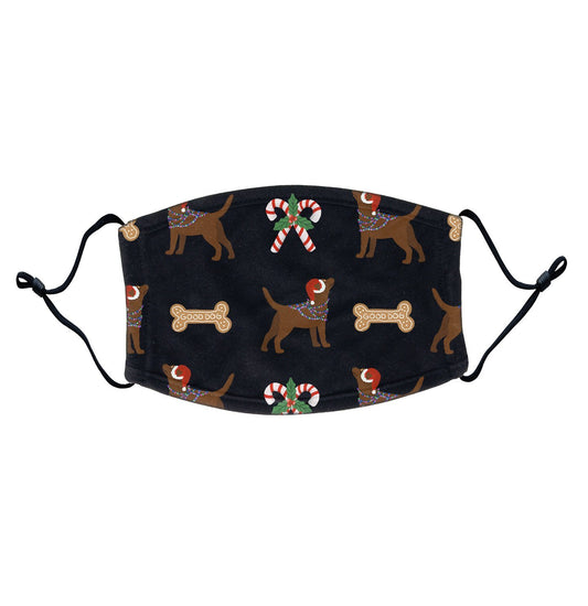 Chocolate Lab Christmas Holiday Pattern Face Mask