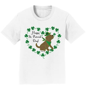 St. Patrick's Day Clover Heart Chocolate Lab - Kids' Unisex T-Shirt