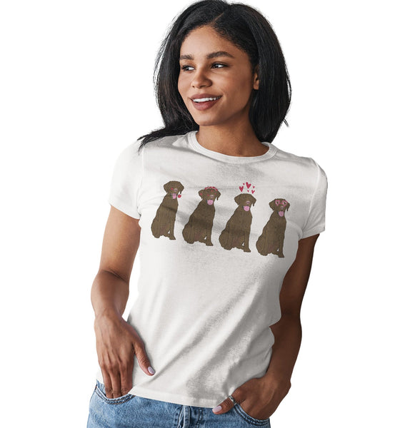 Chocolate Lab Love Line Up - Women's Fitted T-Shirt