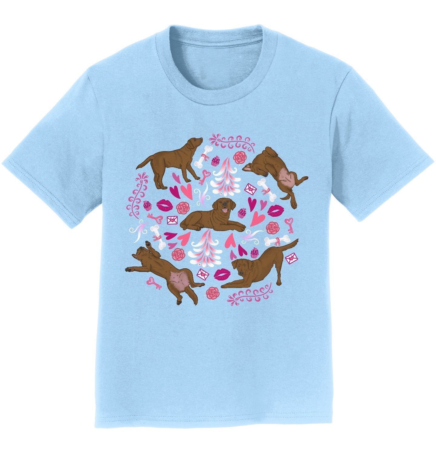 Chocolate Labrador Pink Fleur Youth Shirt