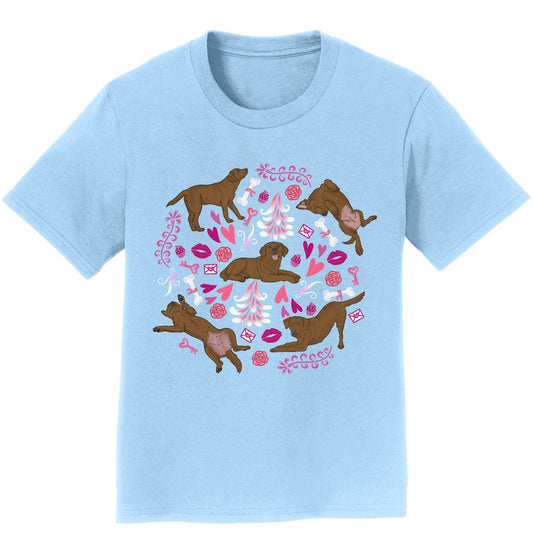 Chocolate Labrador Pink Fleur Youth Shirt