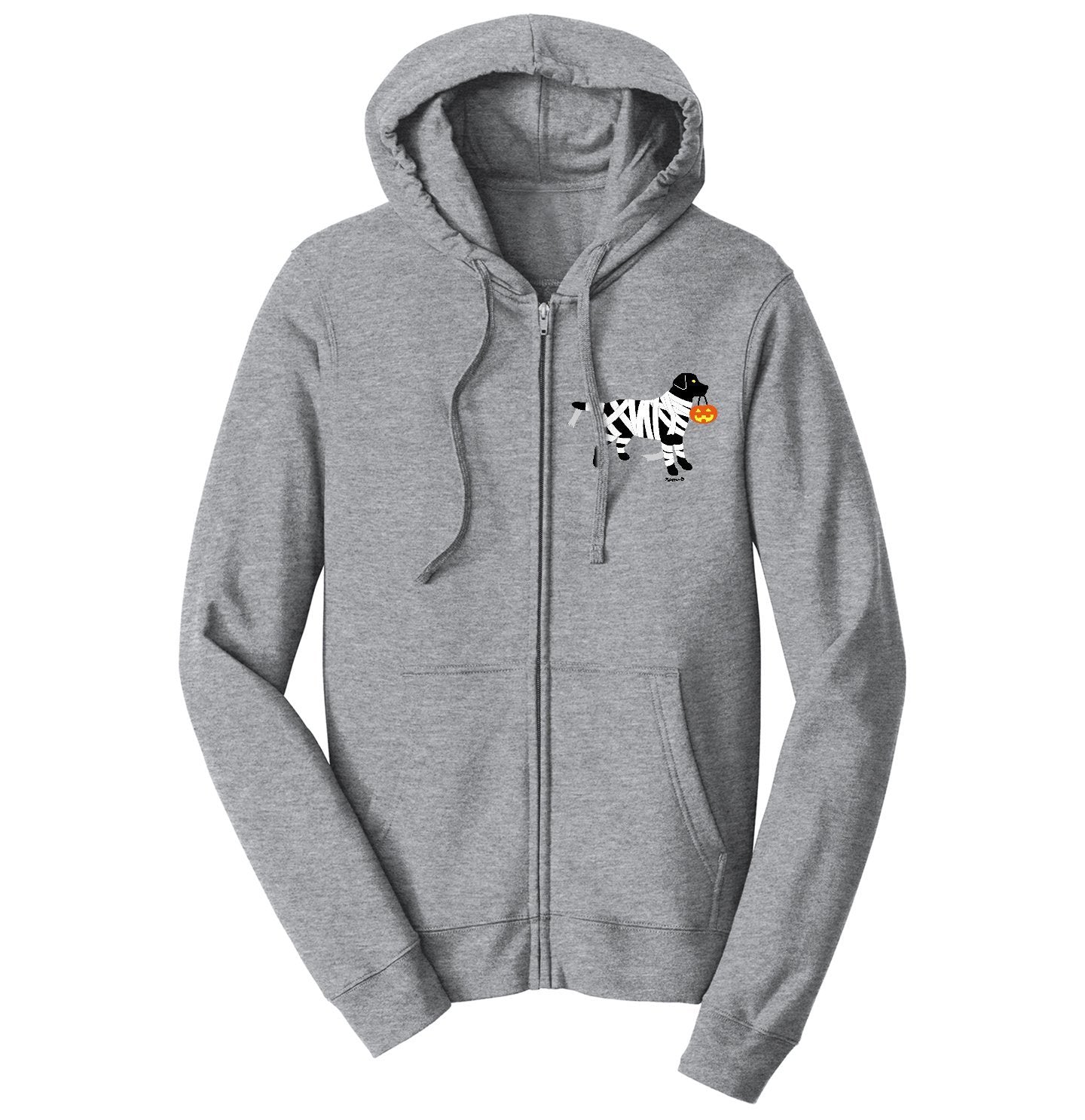 Black Lab Mummy Left Chest - Halloween - Full-Zip Hoodie Sweatshirt