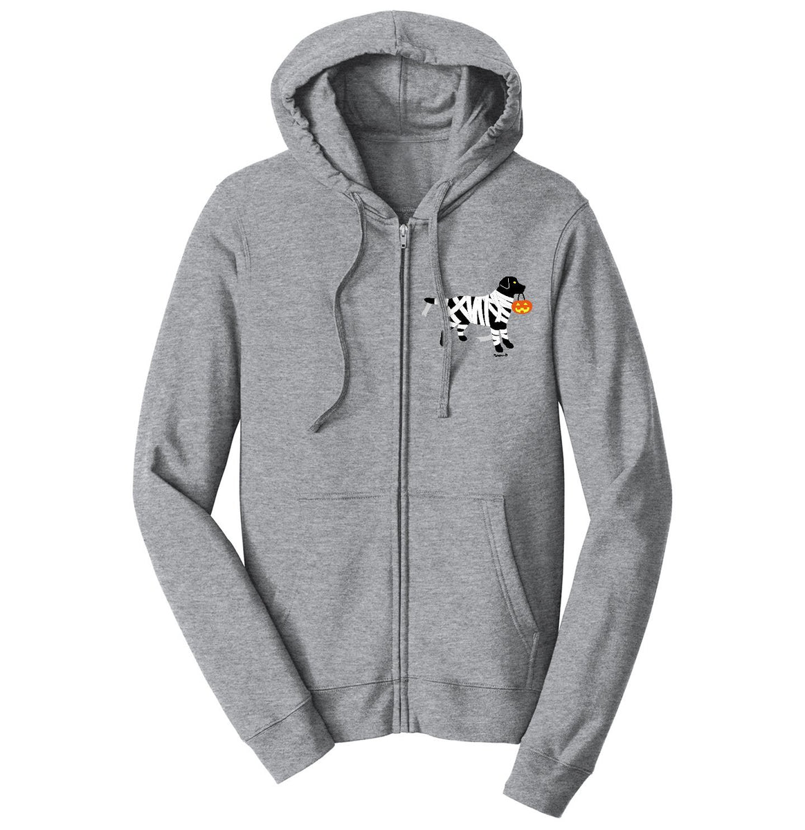 Black Lab Mummy Left Chest - Halloween - Full-Zip Hoodie Sweatshirt ...