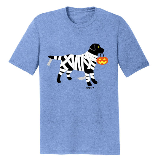 Black Lab Mummy Trick or Treater - Halloween - Tri-Blend T-Shirt