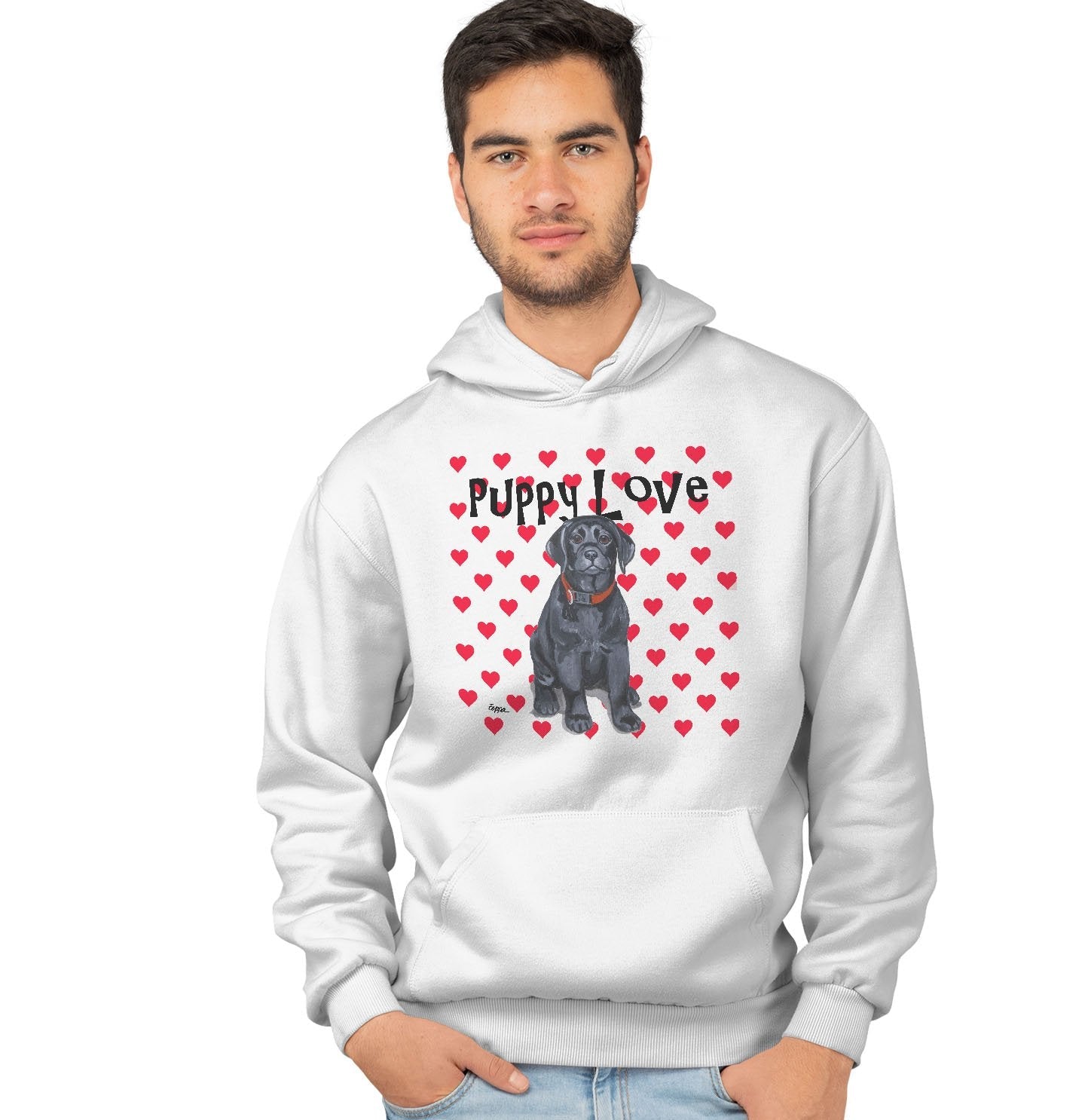 Black Lab Puppy Love - Adult Unisex Hoodie Sweatshirt