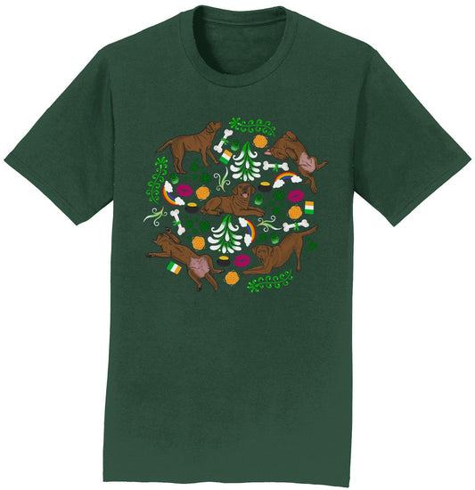 Chocolate Labrador Green Fleur Design - Adult Unisex T-Shirt