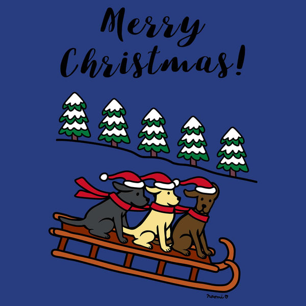 Three Labs on a Sleigh - Women's Fitted T-Shirt