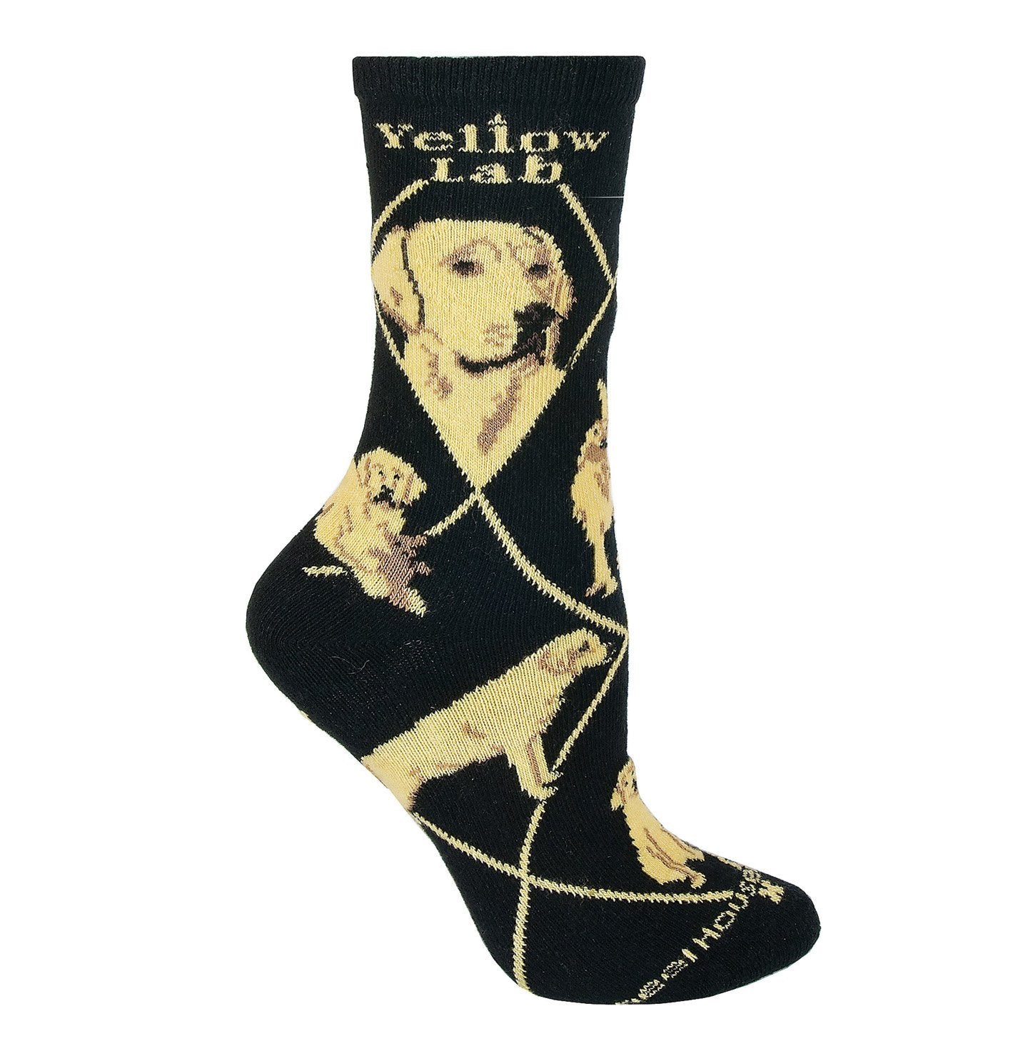 Yellow Lab - Black Cotton Crew Socks