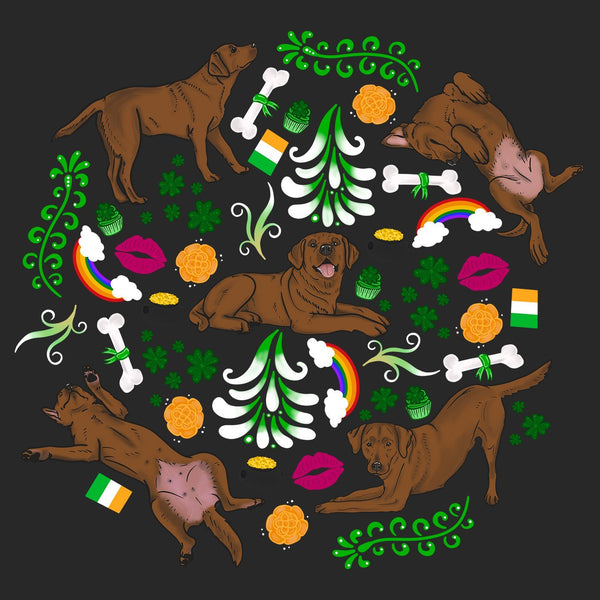 Chocolate Labrador Green Fleur Design - Kids' Unisex T-Shirt