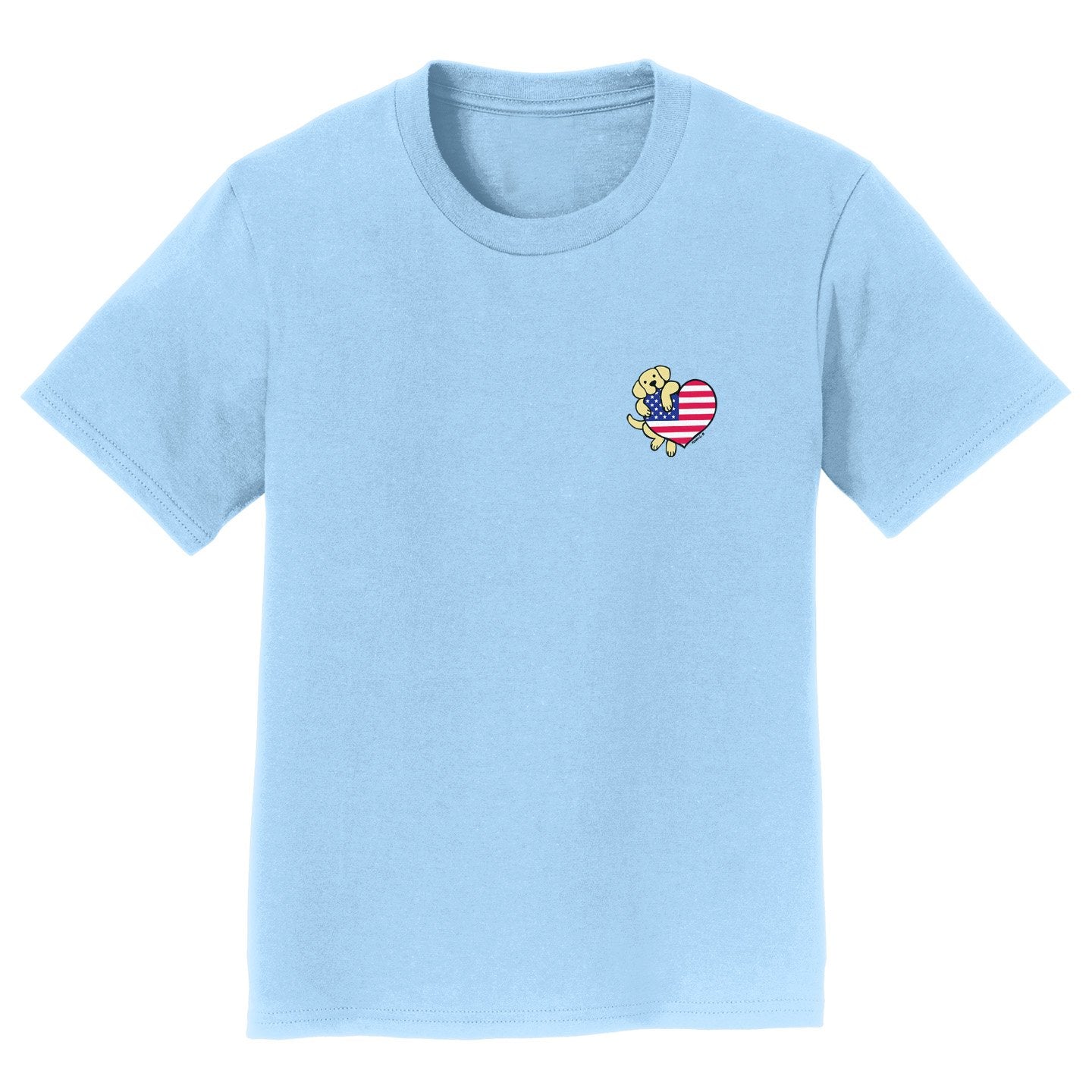 USA Flag Heart Yellow Lab Left Chest - Kids' T-Shirt