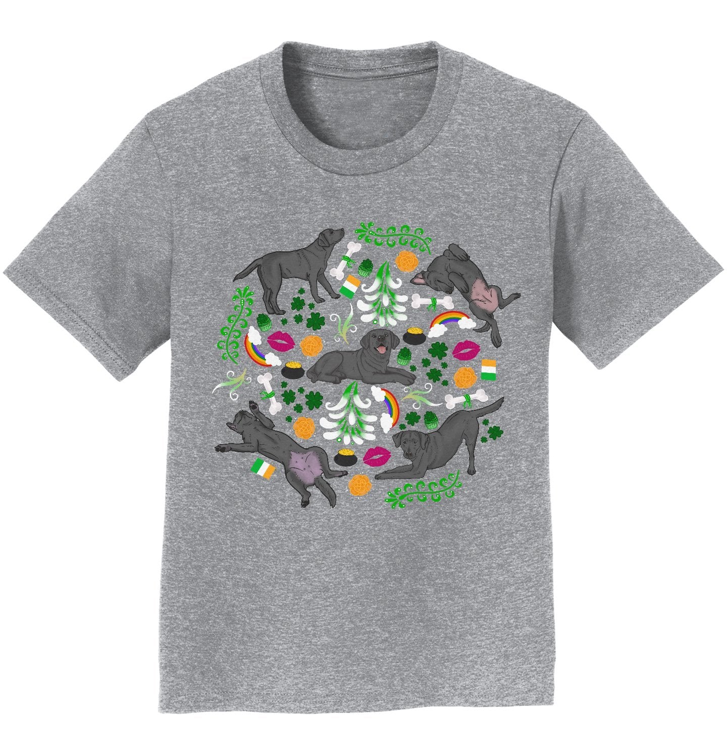 Black Labrador Green Fleur Design - Kids' Unisex T-Shirt